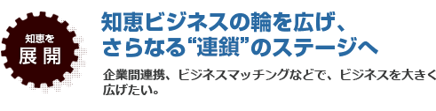 知恵を展開　知恵ビジネスの輪を広げ、さらなる